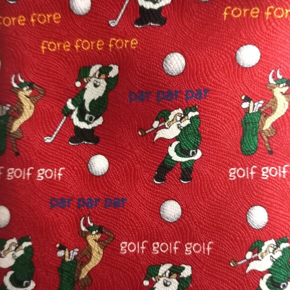 Cape Cod Neckwear Christmas Holiday Golf Red Jacquard 100% Silk Neck Tie - Picture 2 of 7